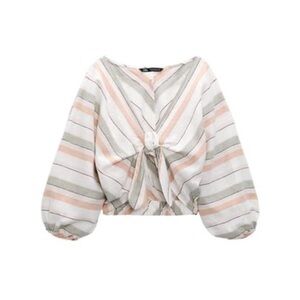 Zara Striped Linen Top NWT